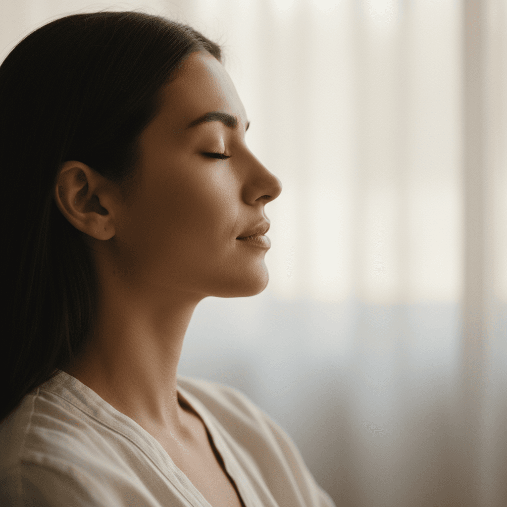 Client experiencing breathwork during session